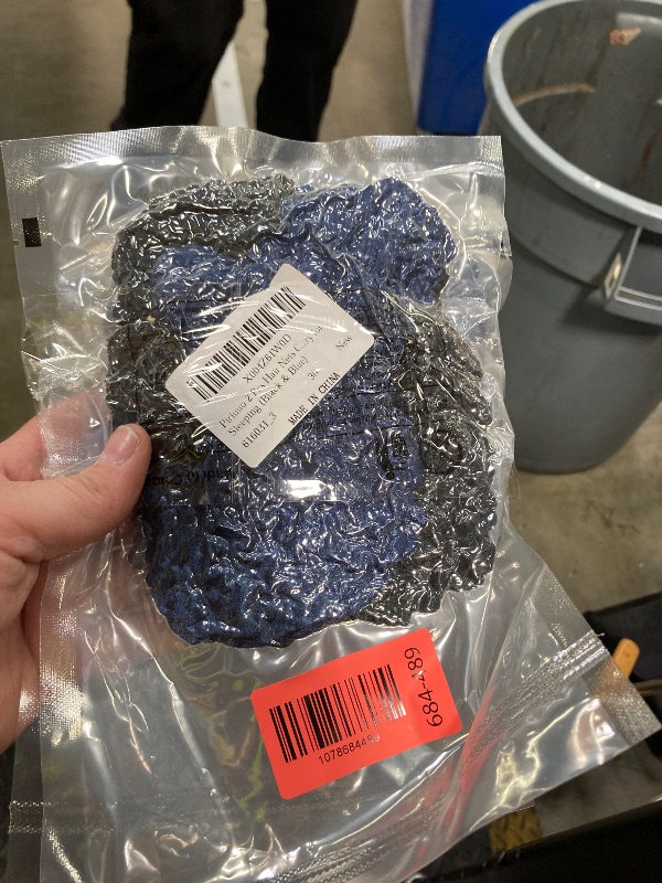 Photo 1 of **2 PACKS** Piriuuo 2 Pcs Hair Nets Cap, Hair Cap for Sleeping Elastic Mesh Crochet Hairs Net Snoods for Women Soft Shower Caps Hairs Wrap Net for Silk Press Cover Accessory for Sleeping (Black & Blue)