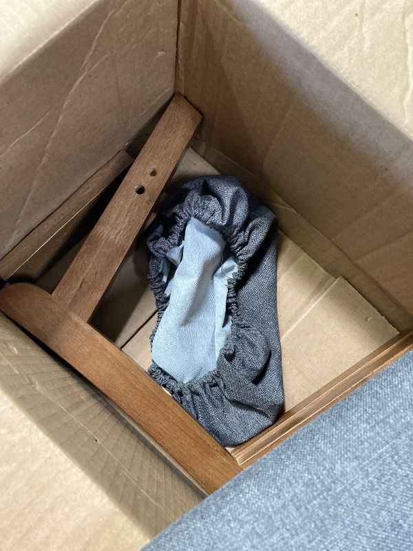 Photo 1 of ***MISSING HARDWARE -SELLING AS IS *** SONGMICS Foot Stool Ottoman, Padded Foot Rest Under Desk with Solid Wood Frame, Removable Cover, for Living Room, 9.8 x 15.4 x 11.8 Inches, Slate Gray and Brown ULSF052GN01