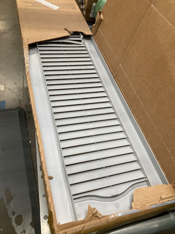 Photo 1 of ***DAMAGED -SELLING AS IS *** 12"W x 80"H Mid-America Vinyl, Standard Size Cathedral Top Center Mullion, Open Louver Shutter, w/Installation Shutter-Lok's & Matching Screws (Per Pair), 030 - Paintable