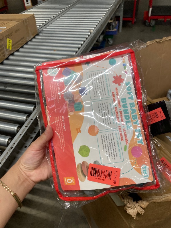 Photo 1 of ***Missing one stackable wheel. (Missing part)***Jyusmile Baby Toys 6-12 Months, Montessori Toy for Babies 6-12 Months, Incl Stacking Building Blocks & Soft Infant Teething Toys & Sensory Balls for Toddlers 0-3-6-9-12 Month***Missing one stackable wheel.