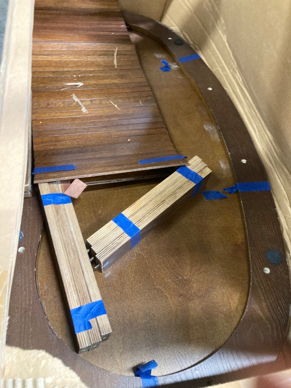 Photo 1 of ***USED- SOME SCUFFS/SCRATCHES -SELLING AS PARTS ONLY*** NTC Ripple Coffee Table, Modern Oval Wooden Center Table with Vertical Groove Design, Stylish Living Room Decor, Contemporary Minimalist Style for Home and Office, Effortless Assembly - Dark Walnut
