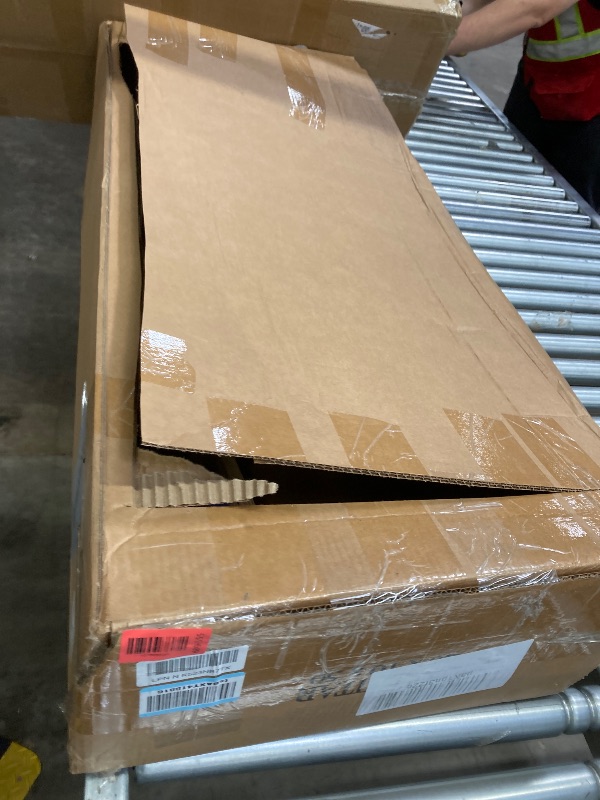 Photo 1 of ***USED- SOME SCUFFS/SCRATCHES -SELLING AS PARTS ONLY*** NTC Ripple Coffee Table, Modern Oval Wooden Center Table with Vertical Groove Design, Stylish Living Room Decor, Contemporary Minimalist Style for Home and Office, Effortless Assembly - Dark Walnut