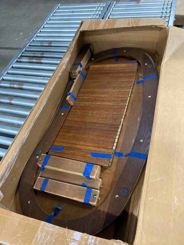 Photo 1 of ***USED- SOME SCUFFS/SCRATCHES -SELLING AS PARTS ONLY*** NTC Ripple Coffee Table, Modern Oval Wooden Center Table with Vertical Groove Design, Stylish Living Room Decor, Contemporary Minimalist Style for Home and Office, Effortless Assembly - Dark Walnut