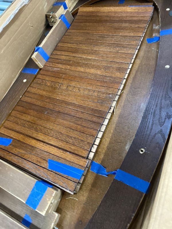 Photo 1 of ***USED- SOME SCUFFS/SCRATCHES -SELLING AS PARTS ONLY*** NTC Ripple Coffee Table, Modern Oval Wooden Center Table with Vertical Groove Design, Stylish Living Room Decor, Contemporary Minimalist Style for Home and Office, Effortless Assembly - Dark Walnut