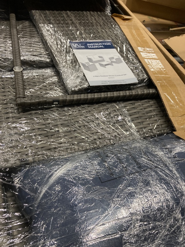 Photo 1 of ***PARTS-ONLY****
Wisteria Lane Patio Furniture Set, Wicker Outside Outdoor Furniture for All Weather, Patio Sofa with High Backrest Support and Wide Armrest for Backyard, Balcony, Deck, Porch, Navy Blue EST VALUE 329.00
