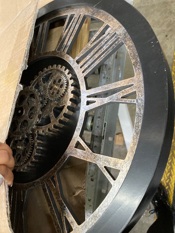 Photo 1 of ***MISSING PIECE -SELLING AS IS ONLY*** The B-Style 24 inch Moving Gear Large Wall Clock, Black and Bronze