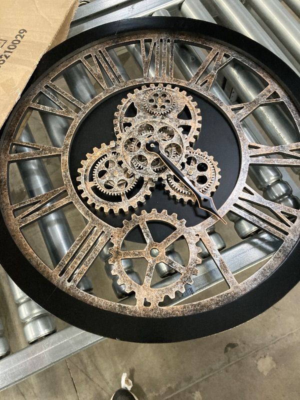 Photo 1 of ***MISSING PIECE -SELLING AS IS ONLY*** The B-Style 24 inch Moving Gear Large Wall Clock, Black and Bronze