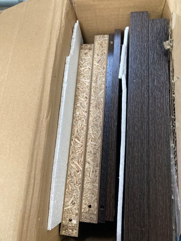 Photo 1 of ***DAMAGED -EDGE WOOD CHIPS, SCUFFS/SCRATCHES -SELLING AS IS *** Furinno CUBICLE Book Shelf, 4-Cube Bookshelf, Extra Thick Frame Reversible Bookcase with Open Back, 14.6" x 30" x 30", for Living Room, Bedroom, Home Office, Black Dark Oak