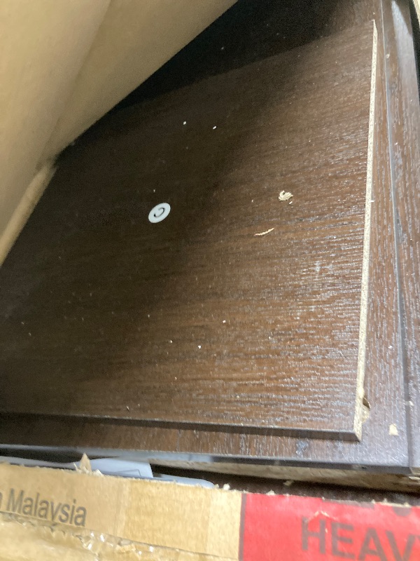 Photo 1 of ***DAMAGED -EDGE WOOD CHIPS, SCUFFS/SCRATCHES -SELLING AS IS *** Furinno CUBICLE Book Shelf, 4-Cube Bookshelf, Extra Thick Frame Reversible Bookcase with Open Back, 14.6" x 30" x 30", for Living Room, Bedroom, Home Office, Black Dark Oak
