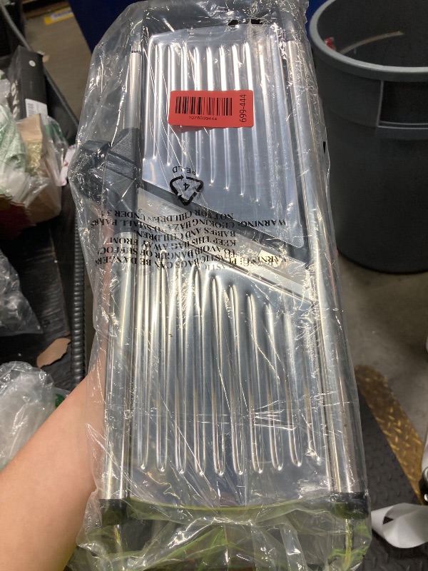 Photo 1 of ***MISSING PIECES -SELLING AS IS ***Stainless Steel Mandoline Slicer for Kitchen – 6-Setting Adjustable, 16.5 x 5 In. Platform, Hand Guard, Cut-Resistant Gloves – Vegetable Chopper, Meat Slicer, Cheese Slicer by Medove
