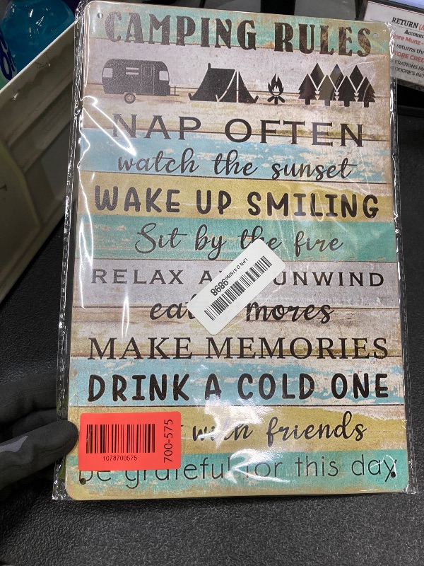 Photo 1 of *Bent* Camper Decor Camping Decor Metal Sign - Camping Rules - Outdoor Sign for Campsite, Lake House, Cabin