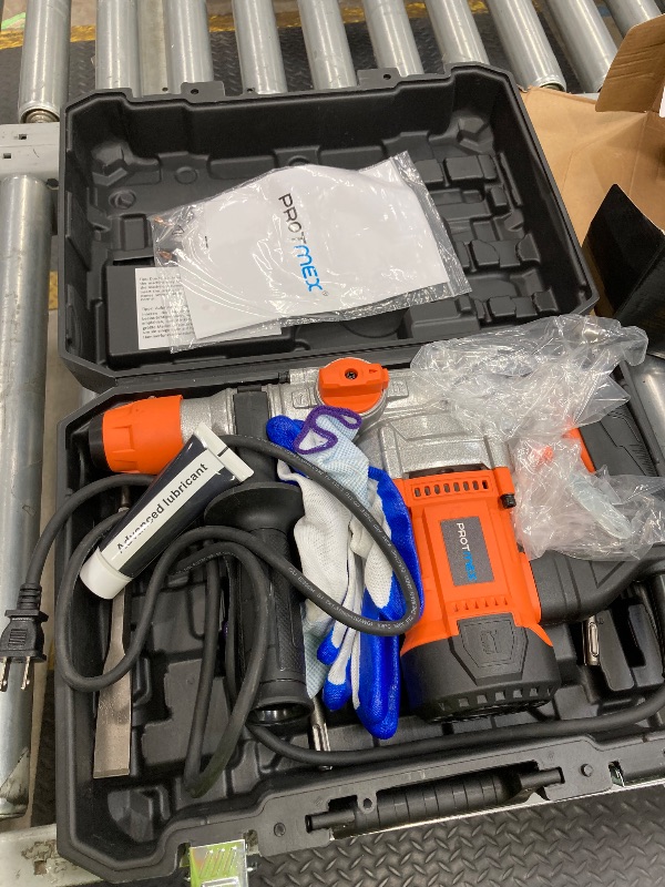View 2 of 1-1/4 Inch SDS-Plus 13 Amp Heavy Duty Rotary Hammer Drill with Safety Clutch 3 Functions, Vibration Control, for Floor Tile Removal, Concrete Breaker, Including Grease, Chisels & Drill Bits