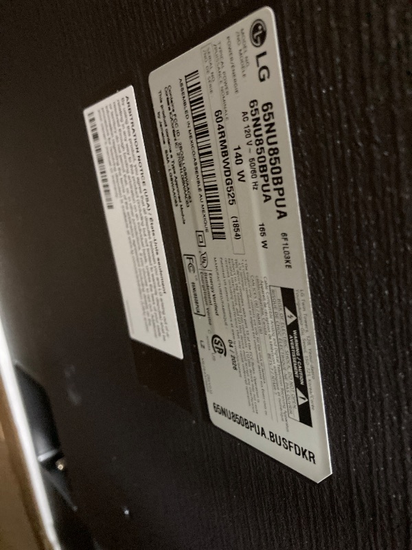 Photo 1 of
BROKEN **LG 65-Inch Class Nano AI 4K NU85 Series Smart TV w/AI Sound Pro, HDR10, AI 4K Super Upscaling, Filmmaker Mode, Wow Orchestra, Compatible with Alexa (65NU850BPUA, 2026)