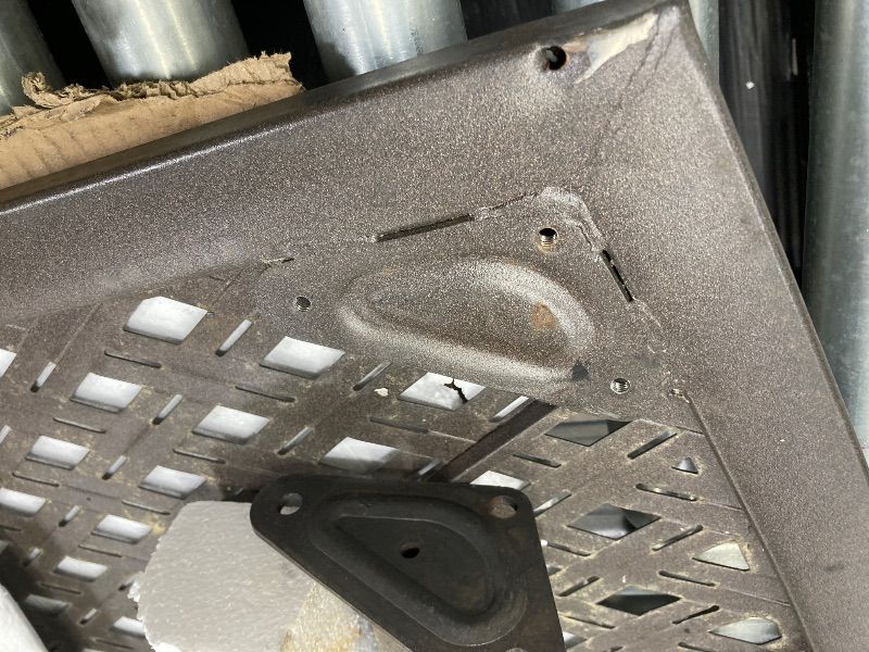 Photo 1 of ***MISSING PARTS****Outdoor Cast Aluminum Rectangular Dining Table with Umbrella Hole, Hammered Bronze for Outdoor, Backyard and Garden Lawn