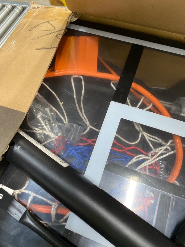 Photo 1 of ***DAMAGED -SELLING AS PARTS ONLY*** Basketball Hoop Outdoor 44 Inch Shatterproof PC Backboard, 4.92-10FT Stepless Adjustable Height, Portable Basketball Hoop with Wheels for Backyard, Driveway and Court