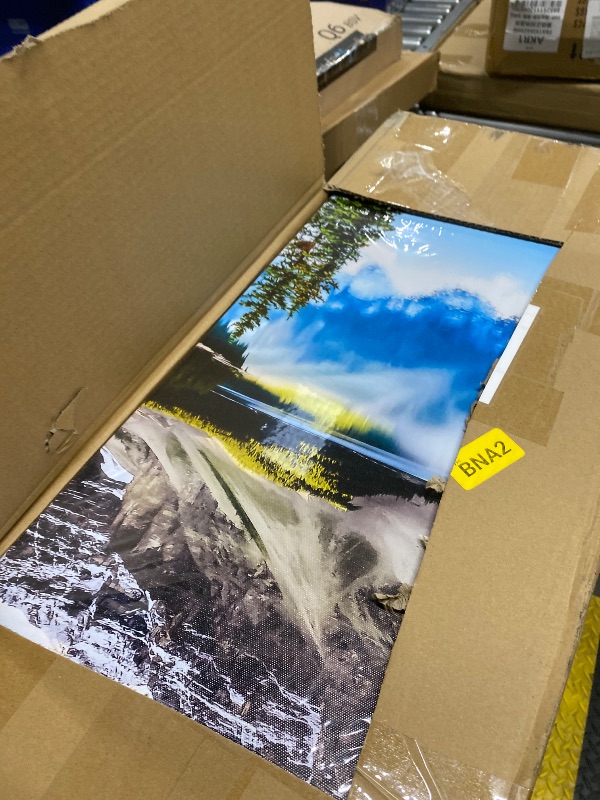 Photo 1 of ***DAMAGE ONE FRAME CUT-SELLING AS IS *** KREATIVE ARTS - 5 Pieces Canvas Prints Wall Art Canada Moraine Lake And Rocky Mountain Landscape Pictures Modern Canvas Painting Giclee Artwork For Home Decoration (Large Size 60x32inch)