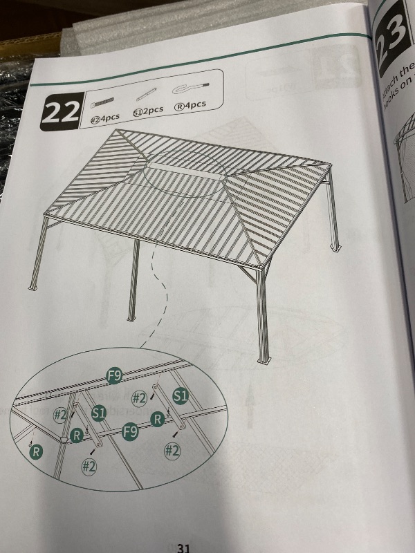 Photo 1 of ***MISSING PIECES -SELLING AS INCOMPLETE PARTS ONLY *** Hardtop Gazebo, Aluminum Frame with Galvanized Steel Double Roof, Outdoor Permanent Pavilion with Curtains and Netting