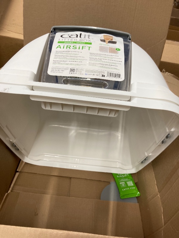 Photo 1 of **It's missing the bottom bucket.**Catit Airsift Jumbo Hooded Litter Pan, Warm Gray/White - Privacy and Easy Access for Cleaning - Ideal for Larger or Multiple Cat Households
