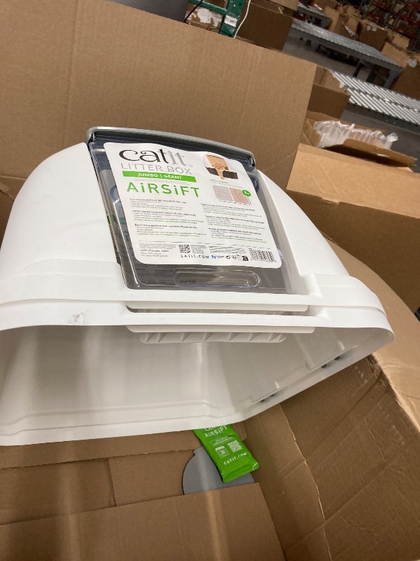 Photo 1 of **It's missing the bottom bucket.**Catit Airsift Jumbo Hooded Litter Pan, Warm Gray/White - Privacy and Easy Access for Cleaning - Ideal for Larger or Multiple Cat Households