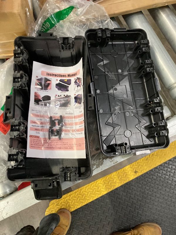Photo 1 of ***1 CLOSURE CLIP IS BROKEN OFF***Hrensaw Medium Outdoor Electrical Box(10.6x5.5x4.5inch),Weatherproof Connection Box w/6 Cable Entry,IP54 Waterproof Extension Cord Cover Protect Power Strip,Timer,Plug,Holiday Lights,Black***1 CLOSURE CLIP IS BROKEN OFF**