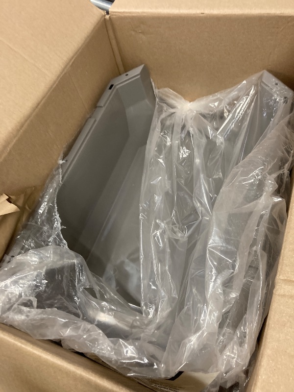 Photo 1 of **It's missing the lid.***Amazon Basics Hard-Sided Dog and Cat Kennel, Single-Door Travel Pet Carrier with Metal Wire Ventilation, 23.6"L x 15.7"W x 13"H, Beige