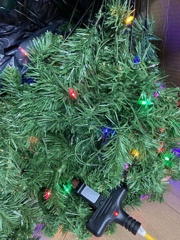 Photo 1 of **NOT IN ORIGINAL BOX***7.5 Ft Pre- Christmas Tree Spruce with Remote Control, 350 Warm White Multi-Color Changing LED Lights, Artificial Hinged/Feel Real/Realistic for Home, Holiday Decoration Dual Color LED