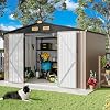 Photo 1 of ***PARTIAL SET/BOX 2 OF 2 ONLY****IRONCK 10x8FT Outdoor Storage Shed with Breathable Vent, 9.4x7.3FT Base Galvanized Steel Metal Tool Shed with Lockable Doors for Yard Bins/Generator/Wheelbarrow Garden Storage, Brown