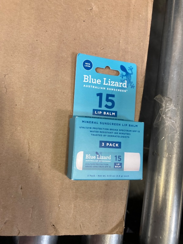 Photo 1 of BLUE LIZARD Mineral SPF 15 Lip Balm, 3-Pack: Broad Spectrum Sun Protection, Natural Coconut Flavor, 8 Natural Oils, Infused with Australian Kakadu Plum, Rich in Vitamin C, Vegan, Each Tube 0.13 oz.