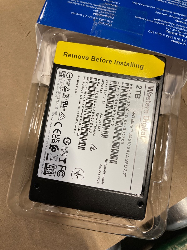 Photo 1 of Western Digital 2TB WD Blue SA510 SATA Internal Solid State Drive SSD - SATA III 6 Gb/s, 2.5"/7mm, Up to 560 MB/s - WDS200T3B0A