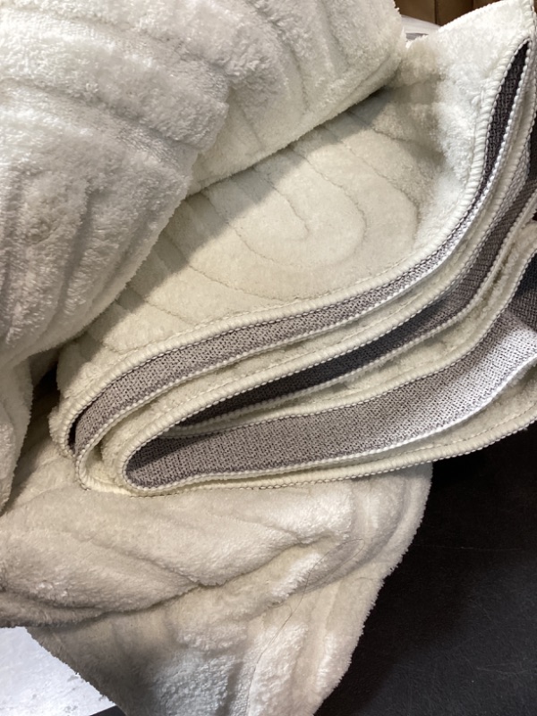 Photo 1 of SHACOS Soft Cozy Fluffy Arch Pattern High-Low Pile Area Rugs 6'x9' Large Non Slip Washable Modern Geometric Rug Scandinavian Minimalist Carpet for Living Room Bedroom Dining Room, Cream White