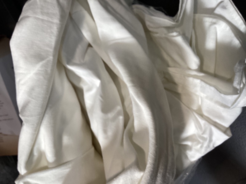 View 3 of BISELINA French Linen Bed Skirt with Pleated Frills 22-Inch Tailored Drop Natural Flax Cotton Blend Dust Ruffle Soft Cozy Farmhouse Bedding (22" Queen, White)