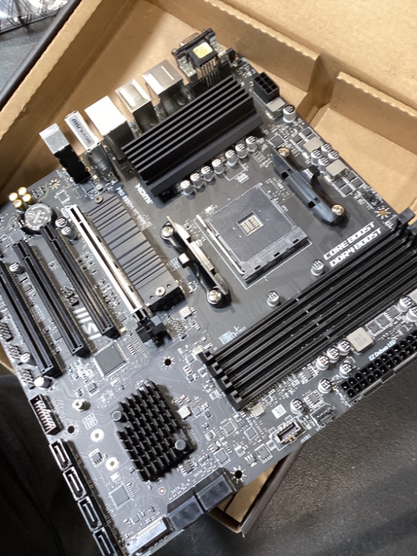 Photo 1 of MSI PRO B550M-VC WiFi ProSeries Motherboard (AMD Ryzen 5000 Series, AM4, DDR4, PCIe 4.0, SATA 6Gb/s, M.2, USB 3.2 Gen 2, HDMI/DP, Wi-Fi 6E, Bluetooth 5.2, mATX)