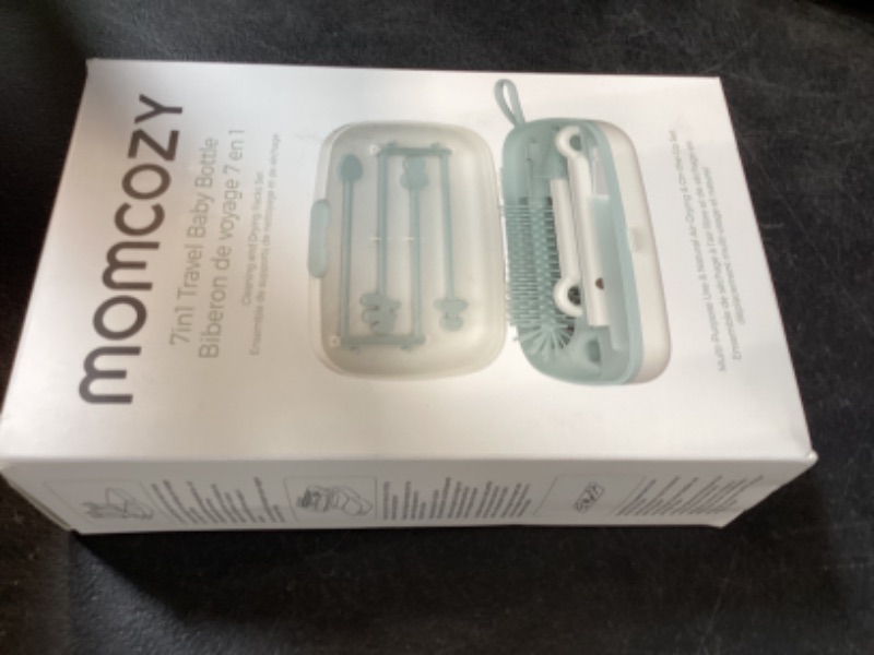 Photo 1 of Momcozy Bottle Brush Set - Baby Bottle Cleaner Kit with Silicone Brush, Nipple Brush, Straw Brush, Soap Dispenser, Drying Rack - 7 in 1 Bottle Cleaning Tool for Home and Travel, Green