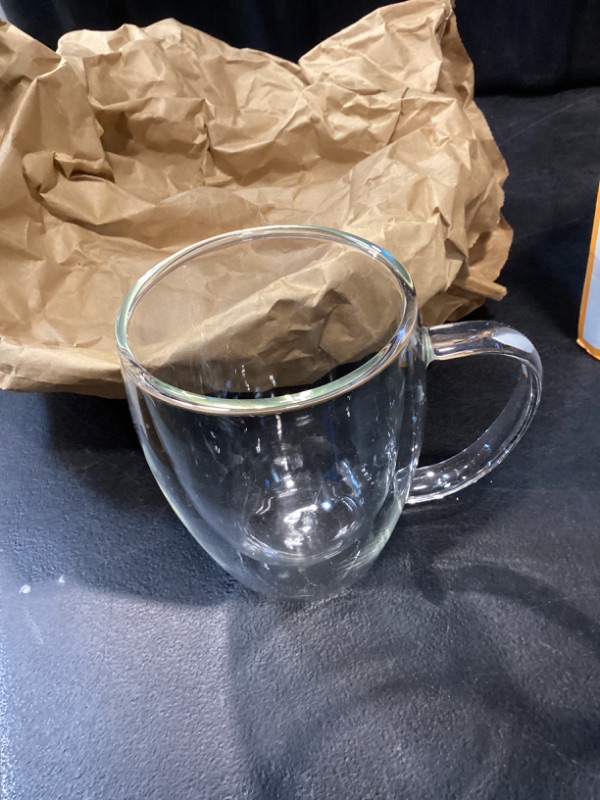 Photo 1 of ? MOSSING 5 pack?LIBWYS 6 Pack Double Walled Coffee Cups Glasses Mugs, 12oz Espresso Cappuccino Latte Tea Cups with Handle, Heat Resistant Borosilicate Clear Glasses 350ml