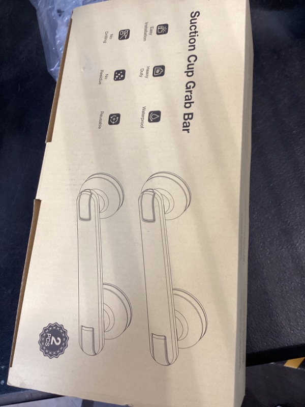 Photo 1 of Coneclat Grab Bars for Bathtubs and Showers, Shower Handles for the Elderly and People in Need, 2026 Upgraded Rubber Suction Cup with Maximum 350 lbs Suction Power, No Drilling-(Black-2 Pack)