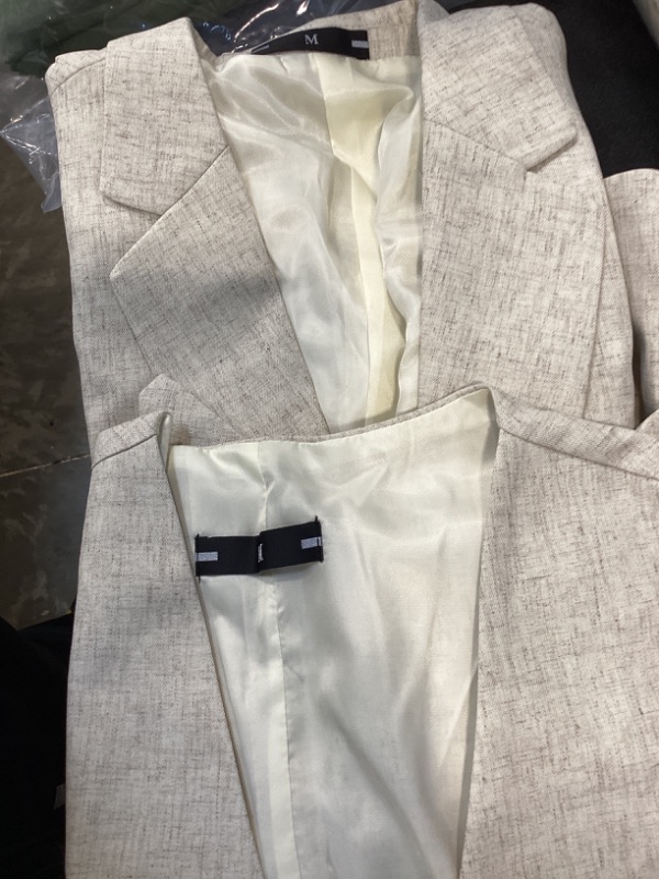 Photo 1 of Men's 3 Piece Linen Suits Set Regular Fit Casual Lightweight Blazer Jacket Vest and Pants Beige M