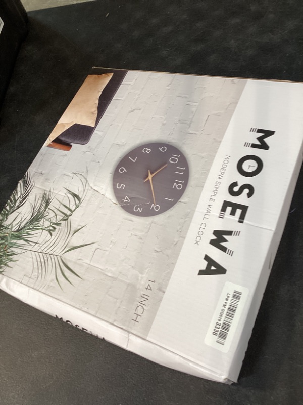 Photo 1 of Mosewa Wall Clock 14 Inch Gray Battery Operated Silent Non Ticking Simple Modern Wood Clock Decorative for Bedroom Living Room Kitchen Home Office