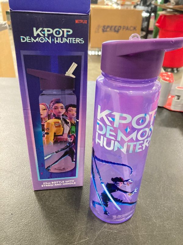 Photo 1 of KPop Demon Hunters Officially Licensed Huntrix Water Bottle for Girls, 25oz Leak Proof with Straw Lid, Gifts for Girls