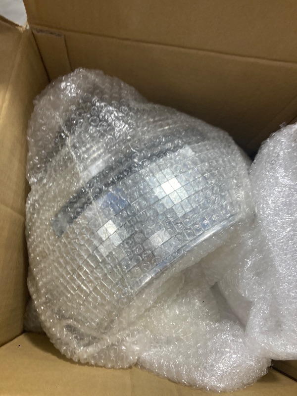 Photo 1 of Sabary 11.81 Inch Disco Ball Helmet Adult Silver Glitter Glass Hat Novelty Punk Disco Ball Costume Cosplay for Nightclubs Parties Bar Djs Stage