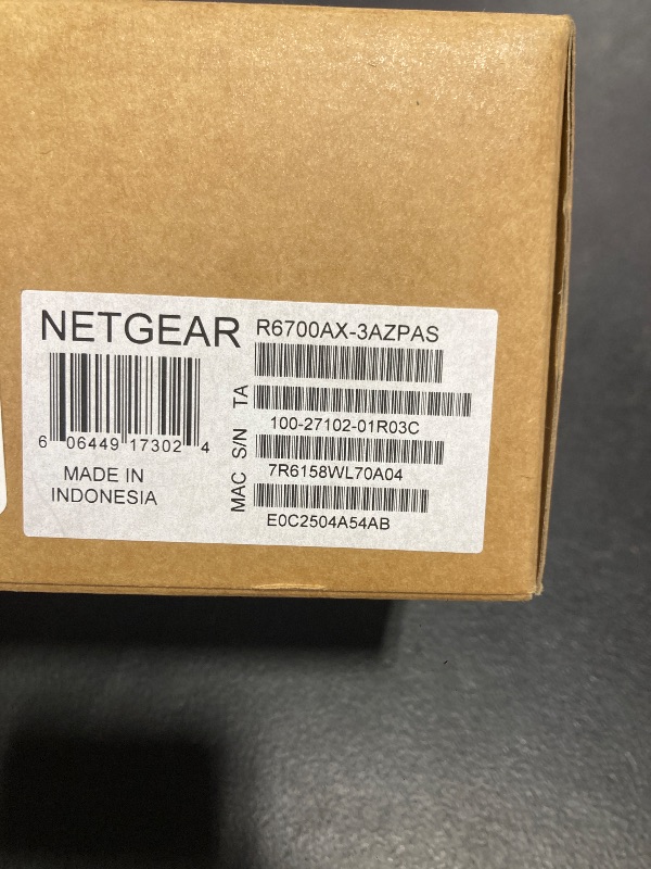 Photo 1 of NETGEAR WiFi 6 Router 4-Stream (R6700AX) – Router Only, AX1800 Wireless Speed (Up to 1.8 Gbps), Covers up to 1,500 sq. ft., 20 Devices – Free Expert Help, Dual-Band
