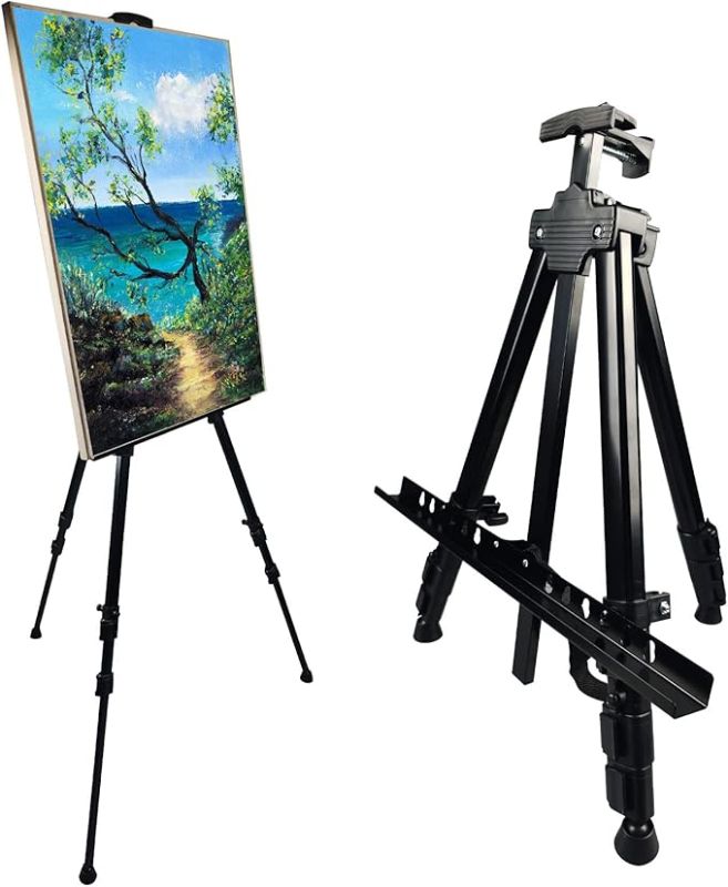 Photo 1 of Art Painting Display Artist Easel Stand,Ns Jymb Portable Metal Adjustable Easels for Painting Canvases Height from 17 to 66 Inch - Carry Bag for Table-Top/Floor Displaying and Wedding Signs - Black
