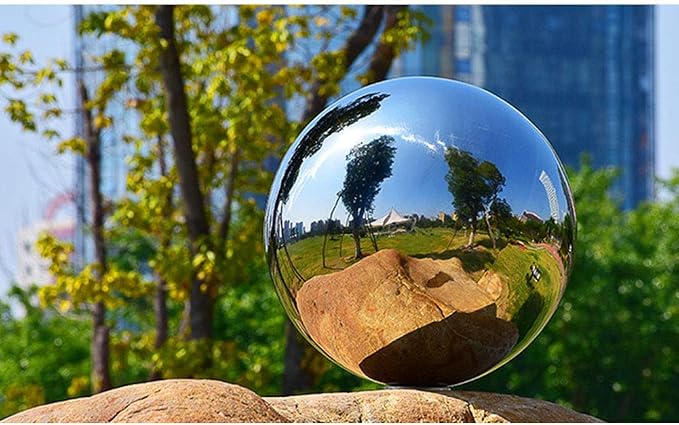 Photo 1 of 8 inch Diameter Gazing Ball,Silver Stainless Steel Polished Reflective Smooth Garden Sphere Globe Mirror,Colorful and Shiny Addition to Any Garden or Home
