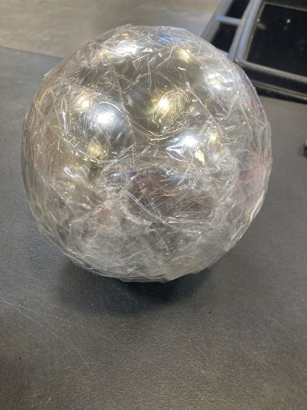 Photo 1 of 8 inch Diameter Gazing Ball,Silver Stainless Steel Polished Reflective Smooth Garden Sphere Globe Mirror,Colorful and Shiny Addition to Any Garden or Home