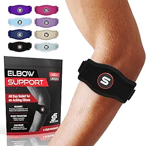 Photo 1 of Sleeve Stars Tennis Elbow Brace for Men & Women, Elbow Brace for Tendonitis, Tennis Elbow Strap, Golfers Elbow Brace, Elbow Support Wrap for Tennis Elbow Relief, Fits 9"-23" (Single/Black)

