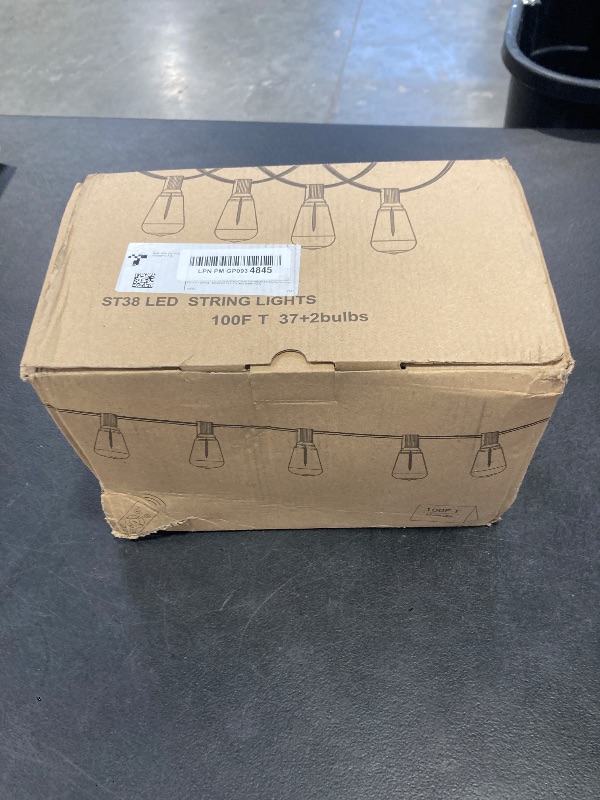 Photo 1 of VOZUJI Outdoor Patio String Lights: 100Ft 30M Outside Waterproof Light - Remote Dimmable ST38 Shatterproof Bulb Connectable Hanging Outdoor Electric Lighting - Backyard Yard Gazebo Porch Party