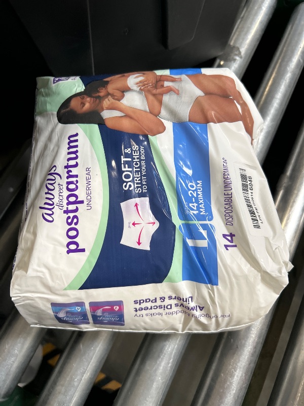 Photo 1 of Always Discreet Postpartum and Adult Incontinence Underwear for Women, Large, Maximum Protection, 14 Count