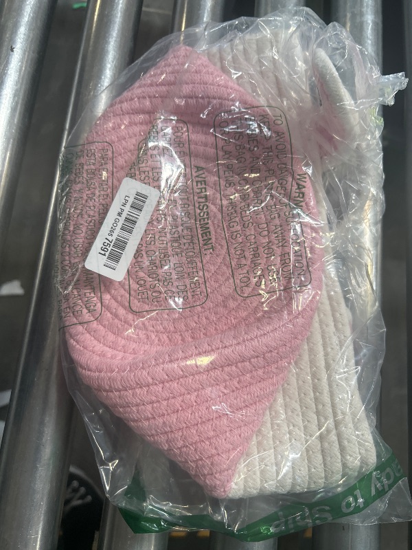 Photo 1 of Easter Basket, Empty Easter Baskets for Kids Boys Girls with Bunny Tag Egg Basket Eater Gifts Basket Toddler Teens Babys First Easter Basket with Handle Pink White