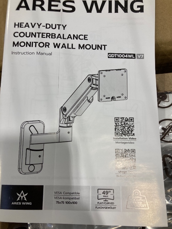 Photo 1 of ARES WING HEAVY DUTY COUNTERBALANCE MONITOR WALL MOUNT 