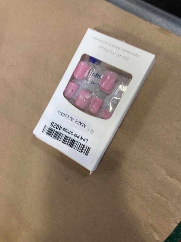 Photo 1 of Pink Gradient Press on Nails Short Square Fake Nails Kit Glossy Reusable Artificial False Nails Natural Fit Glue on Nails Acrylic Stick on Nails for Women Girls DIY Manicure Decoration