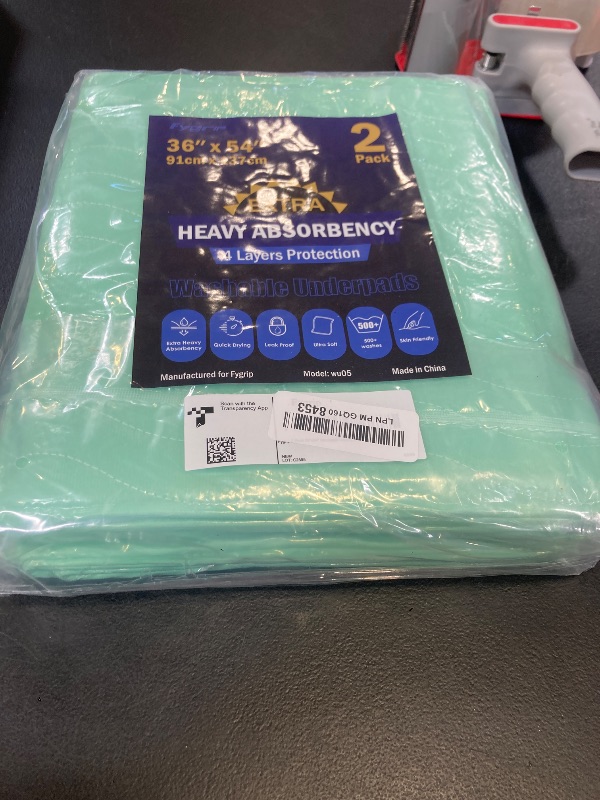 Photo 1 of 2 Pack 36” x 54” Extra Heavy Absorbency Washable Underpads, Waterproof Nursing Pads Incontinence Bed Pads, Reusable Washable Pee Pads for Dogs, Diaper Changing & Adults, Mattress Protector